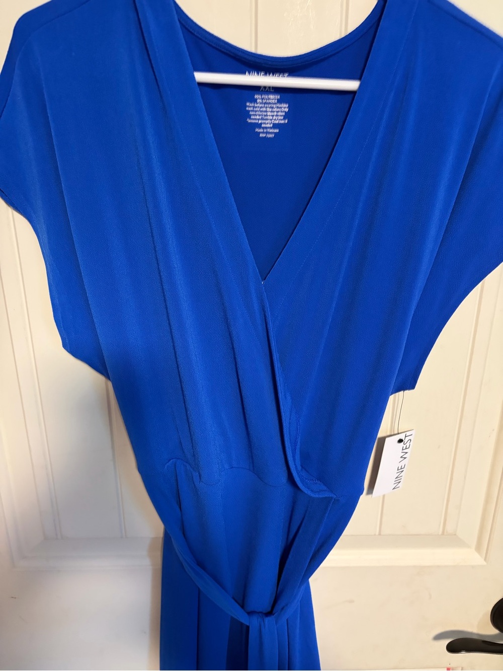 Nine West Cobalt Blue Surplice Tie-Waist Dress